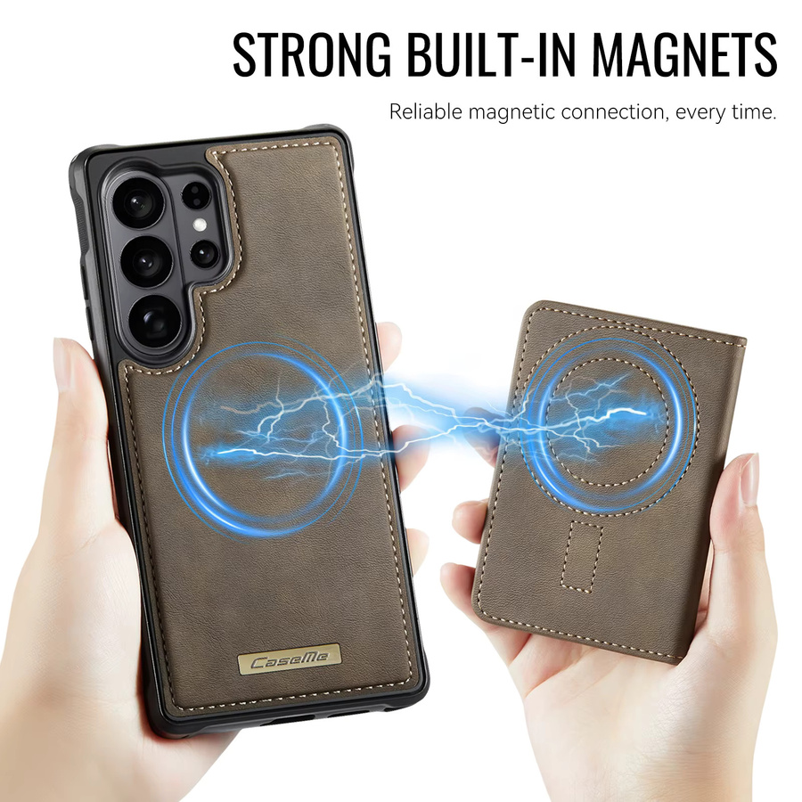 2-in-1 Magnetische Leder-Handyhülle von aierkeba mit Kartenfach und Brieftaschenfunktion für Samsung S26 Ultra S25 S24 S23 FE S22 Plus A16 A36 A56 A17 A57 A37 in Braun oder Lila - Bild 2