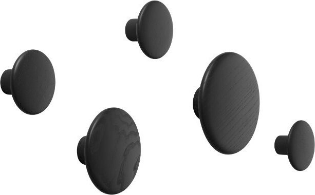 Muuto Dots Set Distributed Point Hooks aus lackiertem Holz in Schwarz - Bild 1