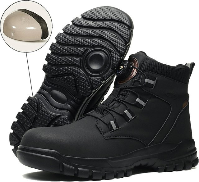 Wasserdichte Sicherheitsstiefel für Herren mit Stahlkappe und durchstichsicherem Schutz in Schwarz - Bild 1
