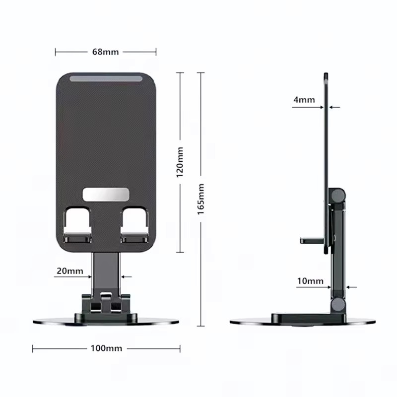 Aumengear Universeller Telefonständer für den Schreibtisch, 360 Grad drehbar und faltbar mit rutschfester Metallbasis in Schwarz - Bild 2