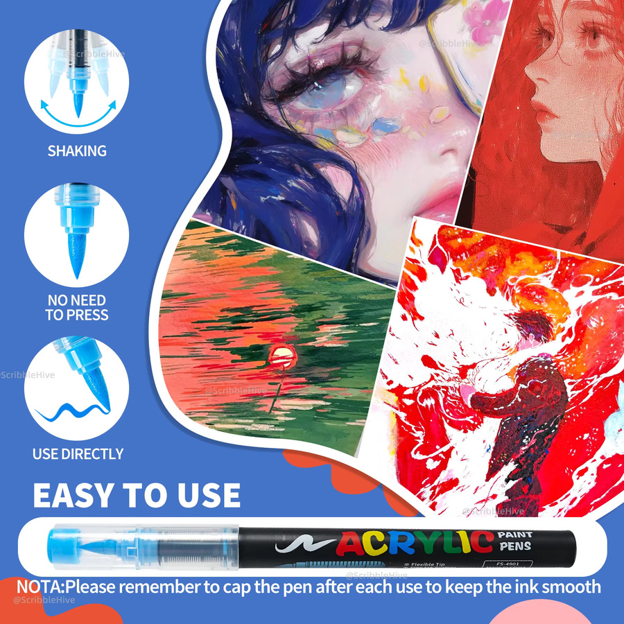 Professionelle Acryl-Farbmarker Set mit 366 Farben und weicher Pinselspitze für DIY-Handwerk in Multicolour - Bild 7