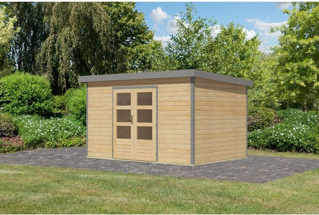 Karibu Gartenhaus Domingo 7 A in Naturbelassen/Grau, H x B x T: 240 x 219 x 360 cm - Bild 1