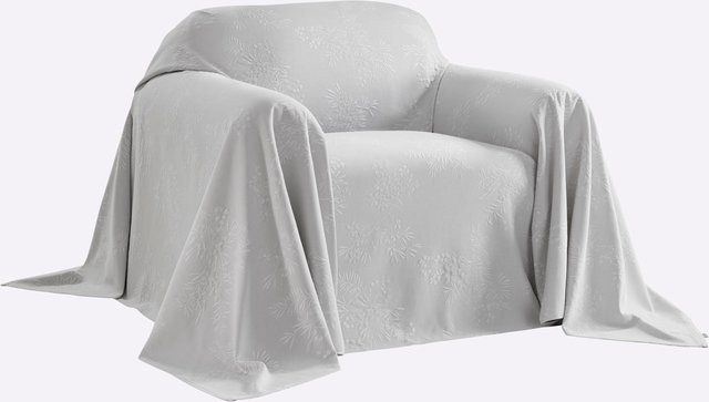 Pereira da Cunha Überwurf aus 100% Baumwolle in Grau mit floralem Jacquard-Gewebe - Bild 1