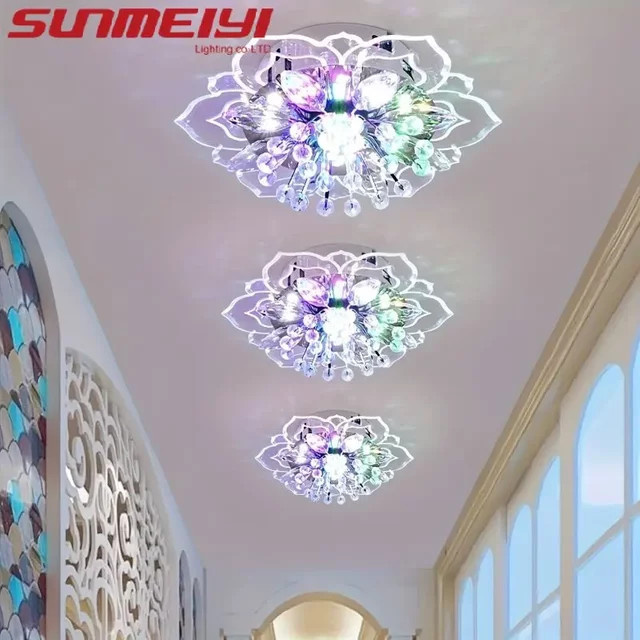 TRAZOS LED-Kristall-Deckenleuchte in moderner Blumenform, transparent, Durchmesser: 20 cm - Bild 1