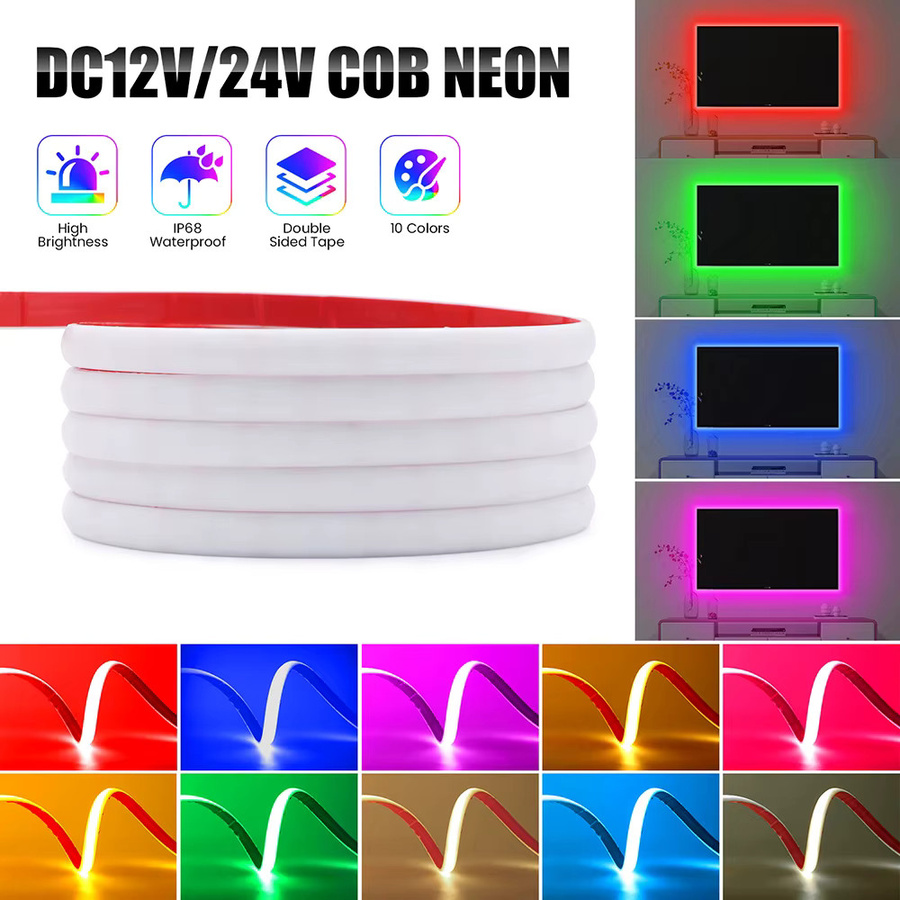 RAZEND COB LED Neon Streifen Licht IP68 wasserdicht mit DC Stecker, flexibles Silikon Rohr Band mit 320 LEDs, 12V, RA90 - Bild 2