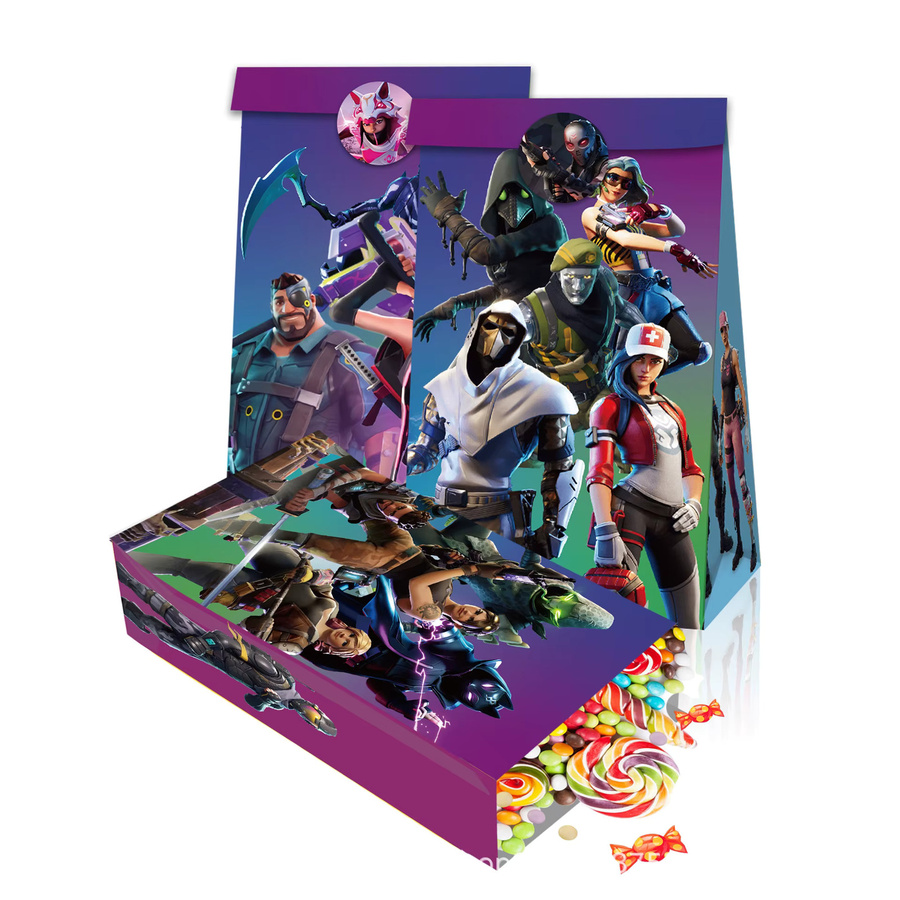 Fortnite Kraftpapier Snackbox mit Aufklebern für deine Geburtstagsparty in Mehrfarbig - Bild 3