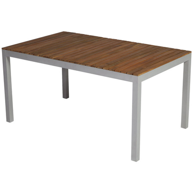 MERXX Gartenmöbel Naxos Essgruppe für 6 Sitzplätze aus Aluminium, Akazienholz und Textil in Grau/Silberfarben - Bild 2