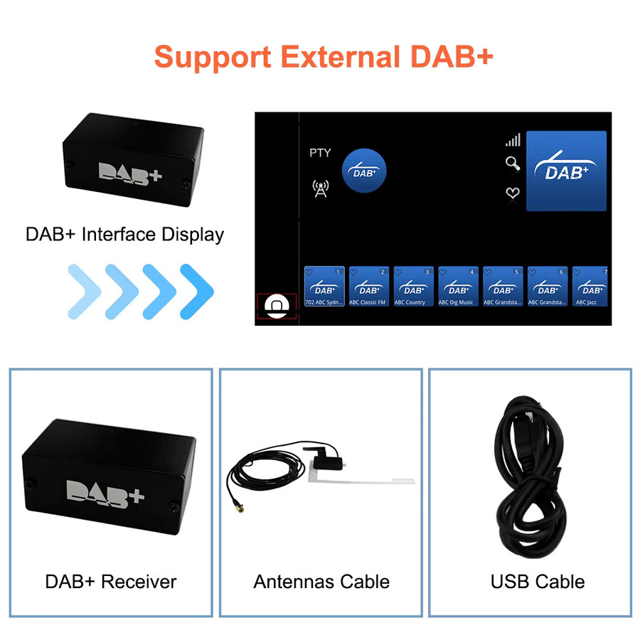 Bonroad DAB+ CarPlay und Android Auto Nachrüstmodul für Audi MMI 3G A4 B8 A5 S4 S5 Q5 2009-2015 mit Airplay und Mirror Link in Schwarz - Bild 2