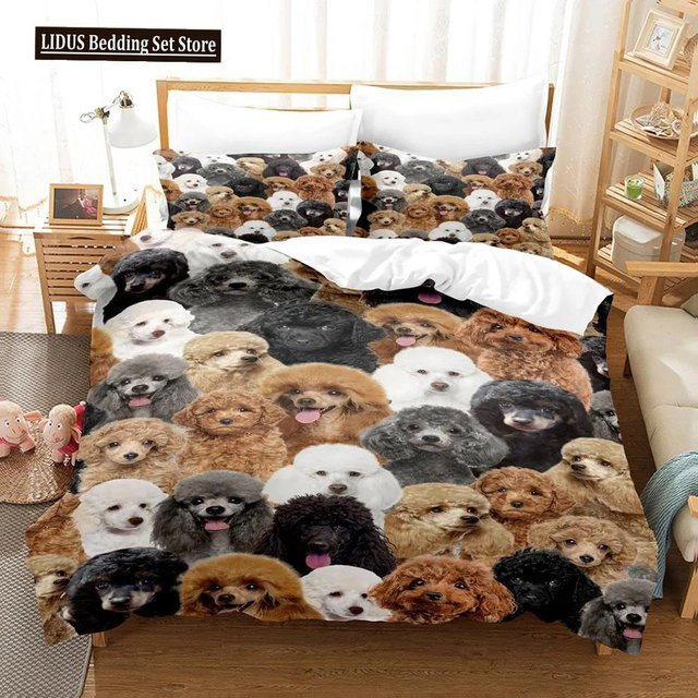 Bettwäsche Set Your Warm Home mit 3D Cartoon Welpen Hund Muster für Kinder, Bettbezug und Kissenbezüge aus Mikrofaser, Mehrfarbig, B/H: 135 x 200 cm - Bild 1