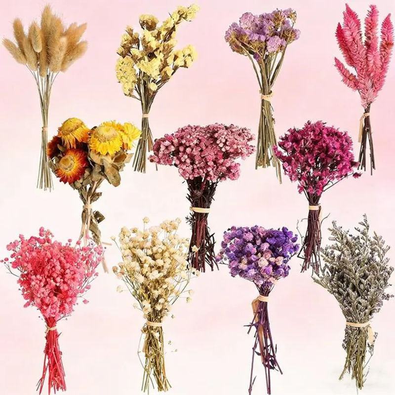 YN HI FLOWER Gemischtes Trockenblumen-Materialpaket in Box, Mehrfarbiges Mini-Bouquet für Hochzeitsdekoration und Boutonniere im Bohemian-Stil - Bild 1