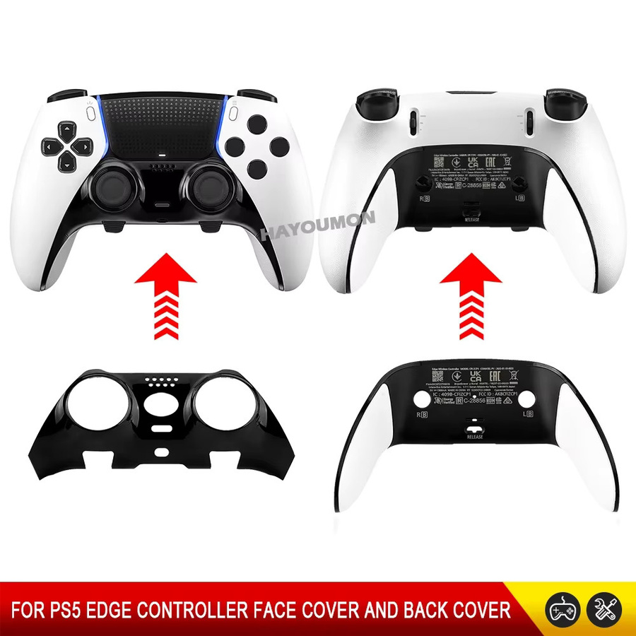 mbchips mc 2-in-1 Ersatzgehäuse für PS5 Edge Controller, rutschfeste Vorder- und Rückseite Abdeckung in Schwarz oder Weiß - Bild 3