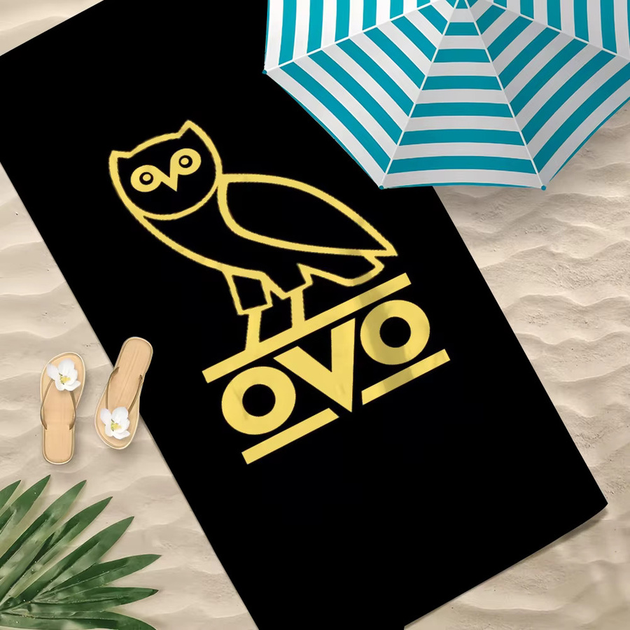 O-OVO Handtuch aus Mikrofaser mit Eulen-Grafik, schnell trocknend, Schwarz - Bild 3