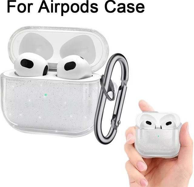 Transparente Bling Glitzer Kopfhörerhülle mit Schlüsselanhänger für Apple AirPods Pro 2, AirPods 3, 2 und 1 - Bild 1