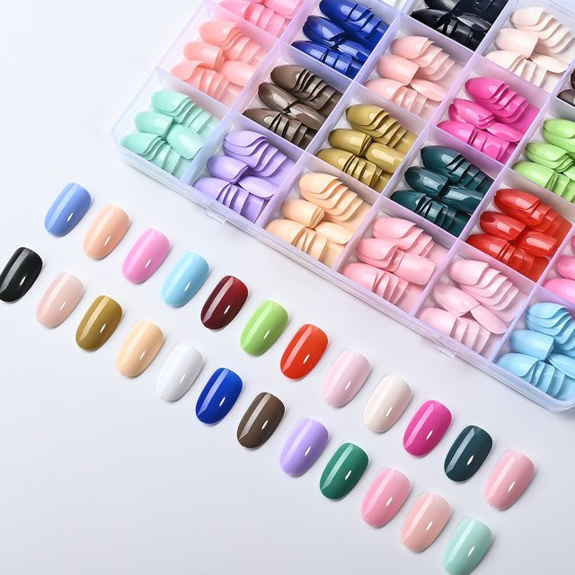 MAFANAILS Künstliche Nägel, 24 Farben, Glänzend, Oval - Bild 1