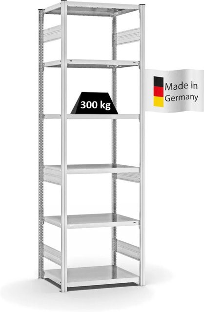 PROREGAL Fachbodenregal Stecksystem T-Profil Heavy-Duty Grundregal, 6 Ebenen, Lichtgrau, H x B x T: 250 x 75 x 50 cm - Bild 1