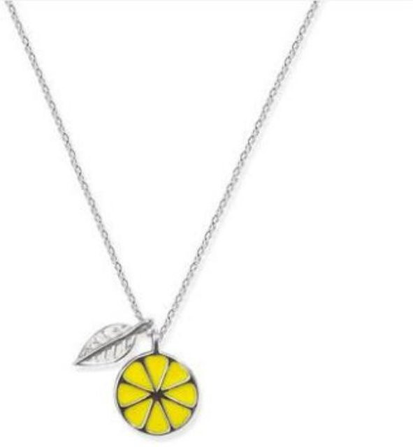 Wucifang Jewelry Halskette, 925 Silber, Zitrone Frucht Blätter, Damen, Weiß - Bild 1