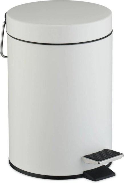 Relaxdays Kosmetikeimer aus Stahl mit Trittpedal und Inneneimer, Weiß, B: 25 cm, T: 17 cm, H: 23 cm - Bild 1