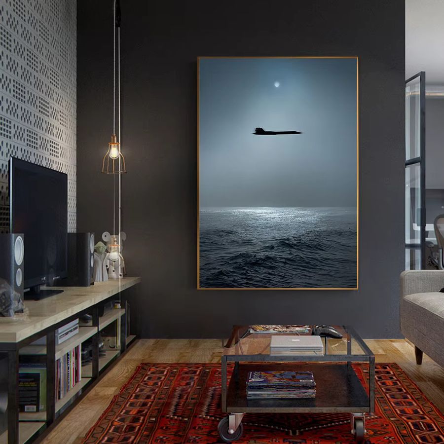 Moderne Leinwandmalerei von Potdemiel mit Blackbirds, Sportwagen und Kampfjets in Schwarz als Wandkunst für dein Wohnzimmer oder Schlafzimmer - Bild 4