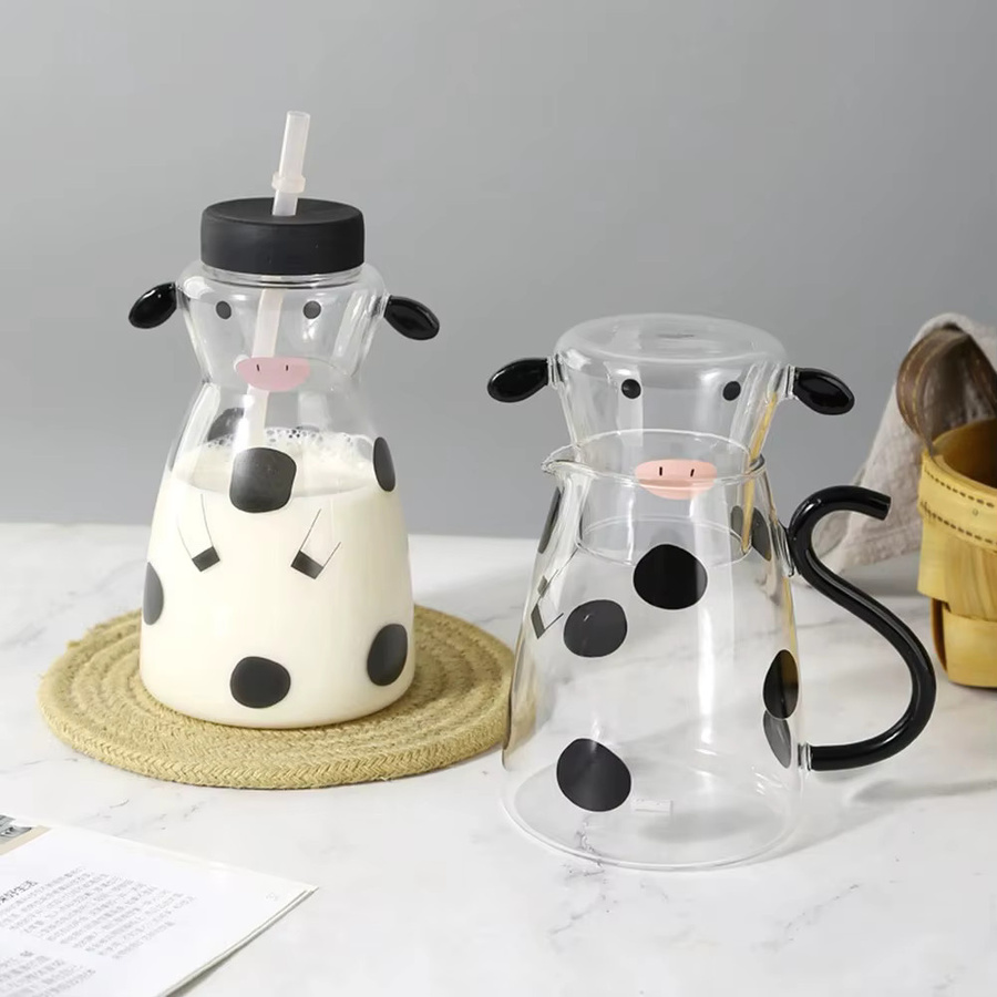 Multiyilego Glastasse mit Kuhmuster, transparent, 550 ml - Bild 3