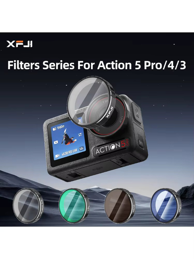 XFJI Schnellverschluss-Objektivfilter-Set mit CPL ND8 ND16 ND32 ND64 und UV Diffusion für DJI OSMO Action 5 Pro Action-Kamera-Zubehör - Bild 4