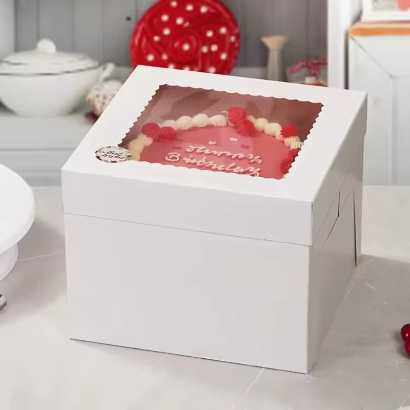 Einweg Kuchenboxen aus Papier mit Deckel in Weiß für Geburtstag, Party und Dessert-Verpackungen - Bild 2