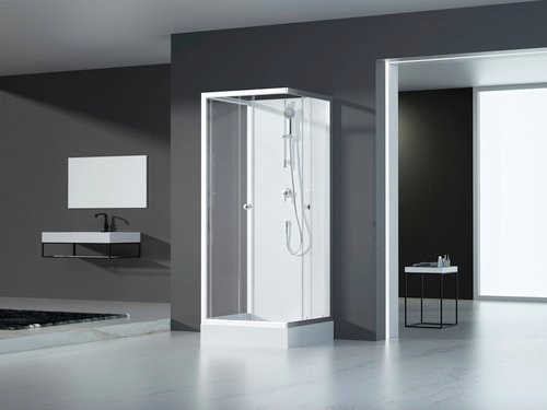 Marwell Komplettdusche mit Duschwanne und Handbrause, Glas, Weiß, H x B: 200 x 90 cm - Bild 1
