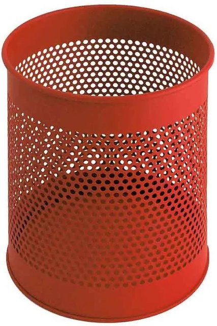 PROREGAL Runder Perforierter Papierkorb aus Metall in Rot, H x Ø: 32 x 26 cm, 15 Liter - Bild 1