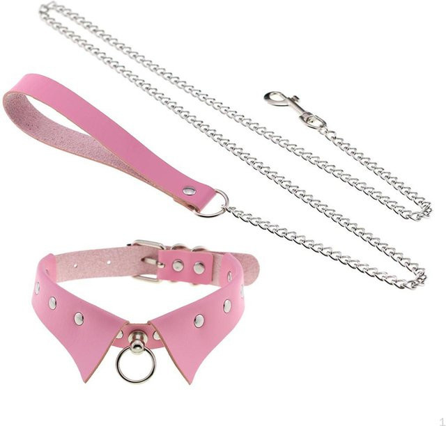 SunshineTek Choker-Halskette, Leder, rosa, Damen - Bild 1