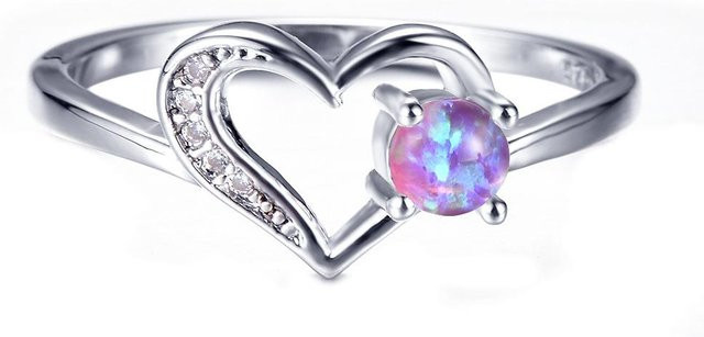 YIRAN Jewelry 5 Ring, Pfirsichherz, weiß blau violett, Damen, Größe 10 - Bild 1