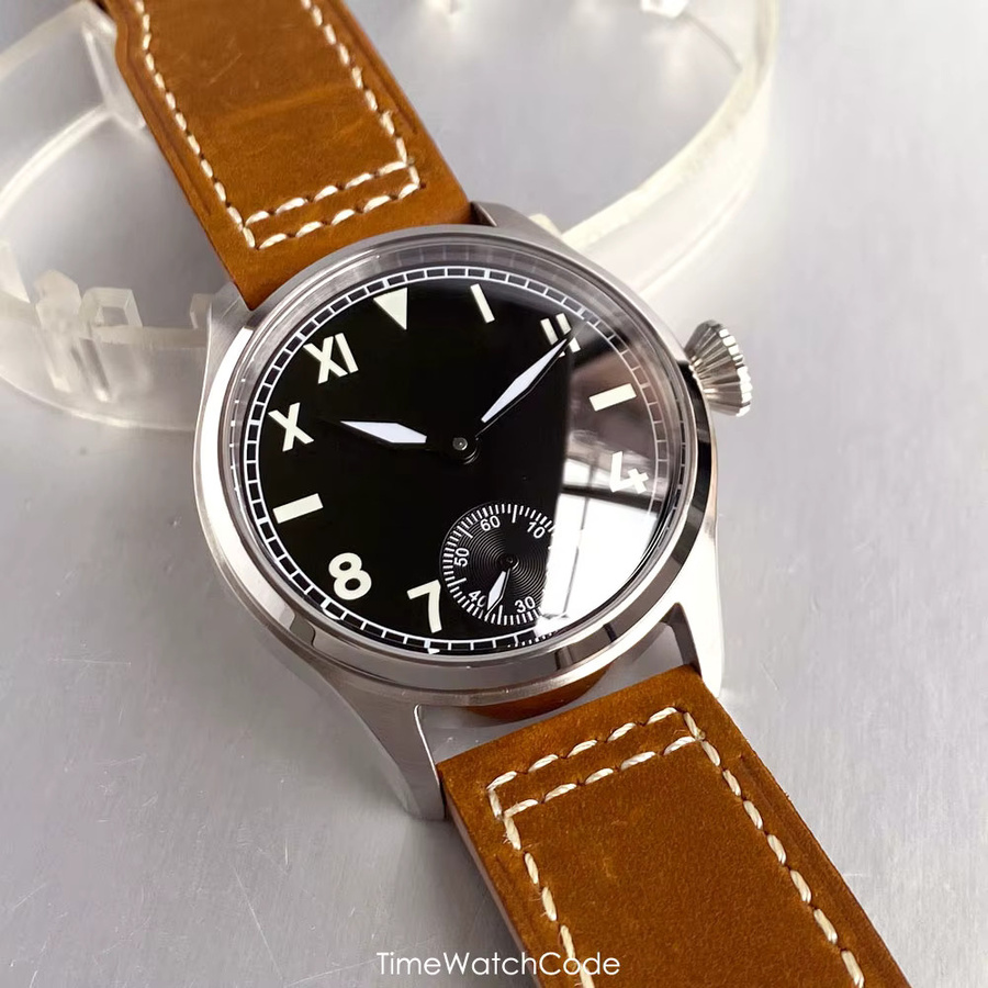 Tandorio Pilotenuhr, Handaufzug, Edelstahl, 42 mm, Herren - Bild 3