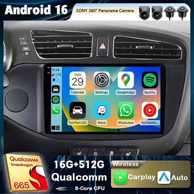 RSNAVI Android 16 Autoradio mit Carplay und GPS für KIA Cee'd CEED JD 2012 bis 2018, Multimedia-Videoplayer und Navigation, Schwarz - Bild 1