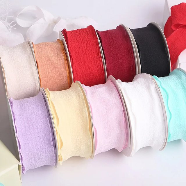 Plissiertes Fischschwanz-Garnband in Weiß und Mehrfarbig für Blumenstrauß-Verpackungen und DIY-Projekte, Breite: 4 cm - Bild 1