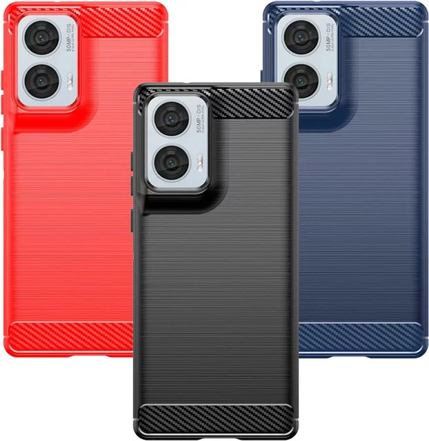 Motorola Schutzhülle Carbon Gebürstet TPU Rugged Armor Case für Moto G85 G75 G55 G45 G35 in Schwarz oder Blau - Bild 1