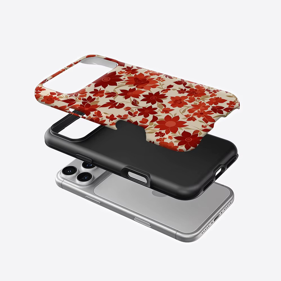 Potdemiel Aurea Case Matte Bumper MagSafe kompatible iPhone Hülle mit rotem Blumen Vintage Design - Bild 2