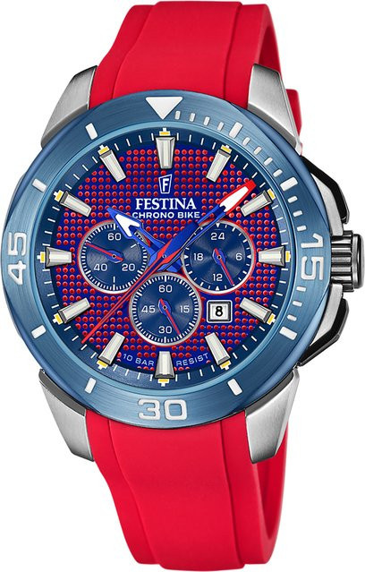 Festina Chronograph Bike Herrenuhr, Quarz, Edelstahl, 47 mm, Schwarz, 10 ATM - Bild 1