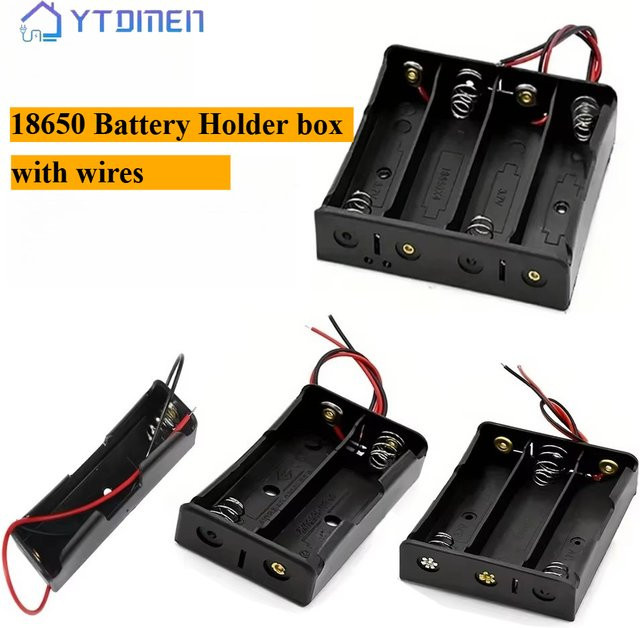 18650 Batteriehalter Box mit roten Drähten für 3,7 V Akkus in Schwarz - Bild 1
