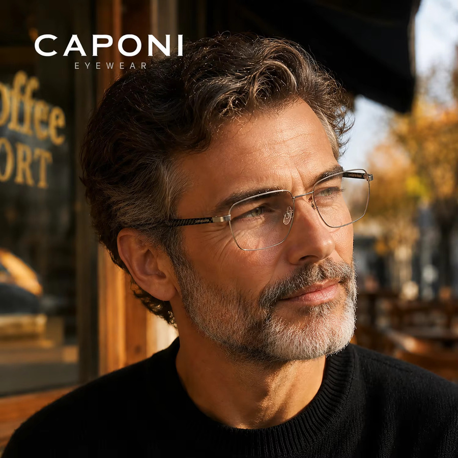 CAPONI LH35622 Lesebrille, Herren, Vollrand, Kohlefaser, rechteckig - Bild 2