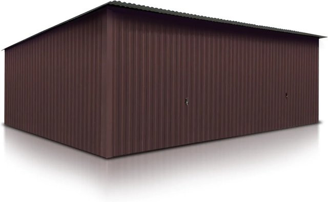 Liderstal Doppelgarage Basic aus Trapezprofilblech mit Pultdach und Schwingtor in Dunkelbraun, B: 600 cm, T: 500 cm, H: 213 cm - Bild 1
