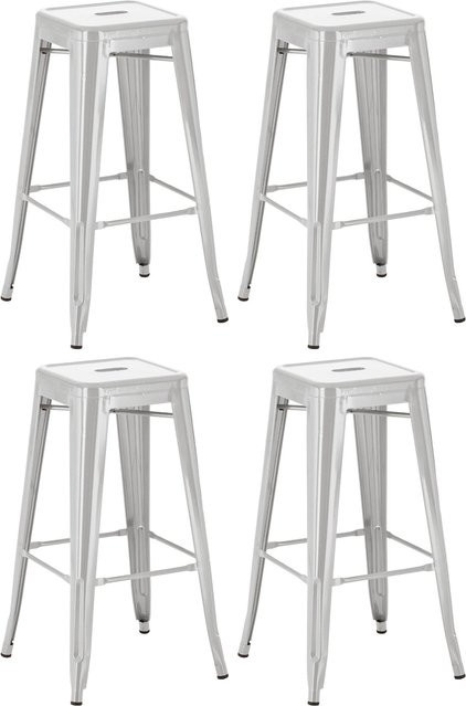 CLP 4er Set Barhocker Joshua stapelbare Tresenhocker aus Metall mit Fußstützen, Sitzhöhe: 76 cm - Bild 1