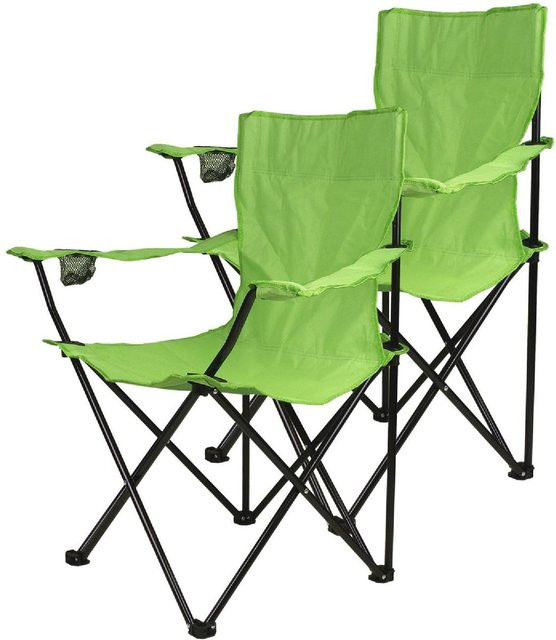 VCM 2er Set klappbare Campingstühle und Angelstühle in Grün mit Armlehnen und Getränkehalter, H 90 x B 47 x T 47 cm - Bild 1