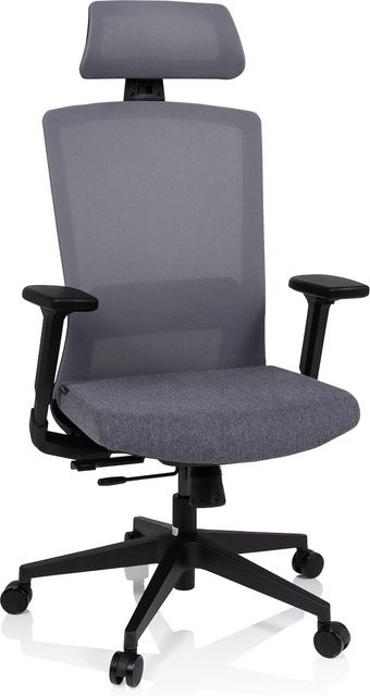 hjh OFFICE Profi Bürostuhl CAPTIVO mit Armlehnen, höhenverstellbar und verstellbarer Sitztiefe aus Stoff und Netzstoff - Bild 1