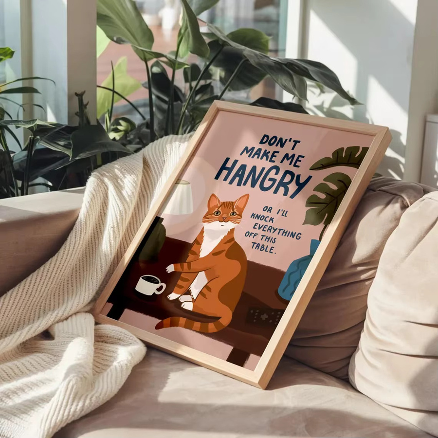 Humorvoller Wandkunstdruck Don't Make Me Hangry von SHENCHEN – Mehrfarbiges Katzenposter aus Papier - Bild 3