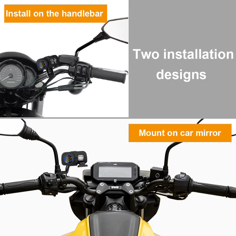 Extractme 36W Dual QC3.0 Motorrad USB Ladegerät mit Digital Display für Voltmeter und Thermometer in Schwarz - Bild 5