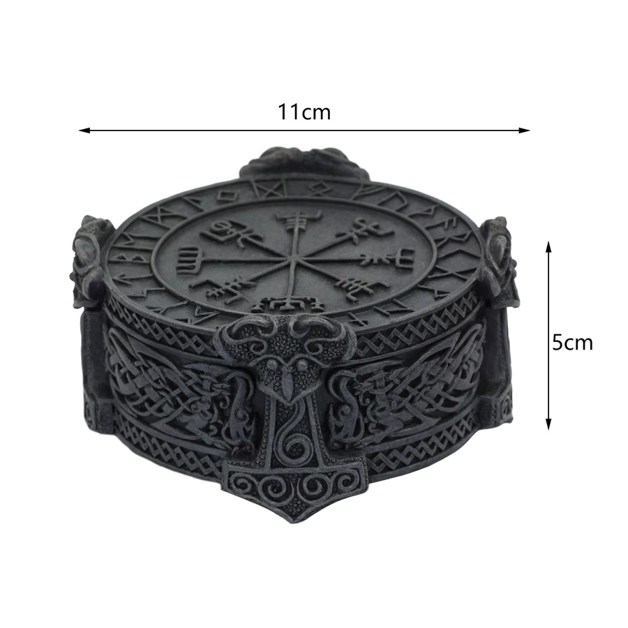 Phenovo Schmuck-Aufbewahrungsbox Nordische Wikinger-Design in Grau - Bild 3