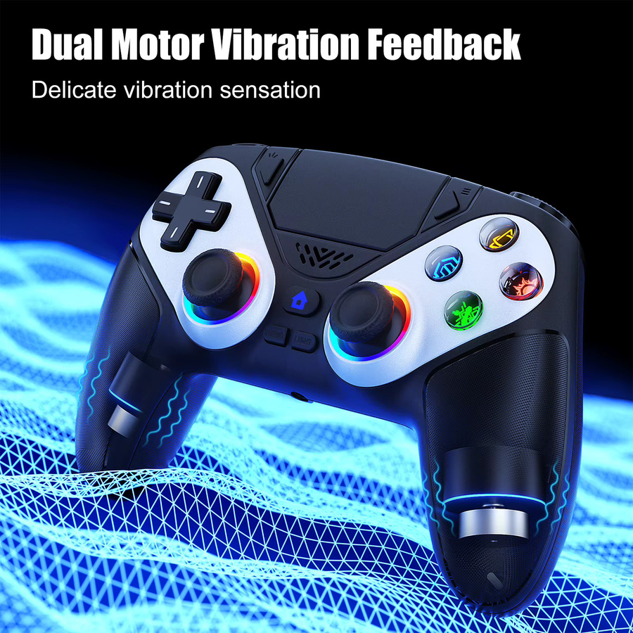 Bonacell Wireless Gaming Controller für PS5 und PC mit RGB-Beleuchtung und Hall Trigger in Weiß - Bild 5