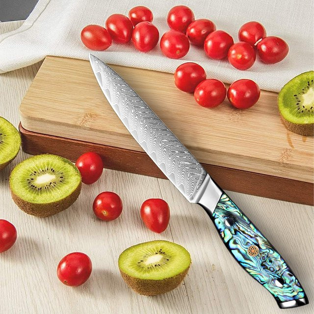 XITUO Damaszener Stahl Küchenmesser 5 Zoll Japanisches Kochmesser mit Vollstiel in Multicolour - Bild 1