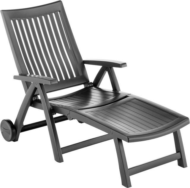 Kettler Roma Rollliege in Anthrazit aus Kunststoff mit Rollen, B/T/H: 185 x 71 x 40,5 cm - Bild 1
