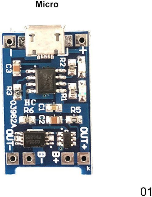 FEIJIEAST Zwei-in-Eins Lithium-Batterie-Ladeschutzmodul mit USB-C und Micro USB, 3,7 V Li-Ion Lipo Schutzplatine, Blau - Bild 1