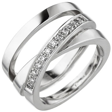 Colfem Ring 585 Weißgold, 12 Diamanten, Damen, Ringgröße 58 - Bild 1