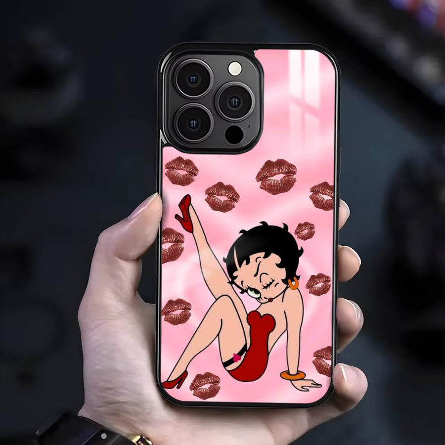 Anime Cartoon B-Bettys B-Boop Handyhülle für iPhone 16 15 14 13 12 11 Pro Max Plus Mini mit magnetischer MagSafe kabelloser Ladefunktion - Bild 2